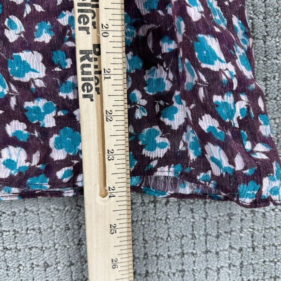 Ramy Brook Blouse Womens Small Wine Blue Pullover Sidney Printed Flutter Sleeve - Picture 5 of 11